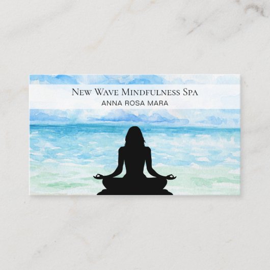 *~* Yoga Ocean Sunset Mindfulness Meditation Spa Visitekaartje (Voorkant)