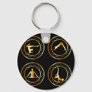 Yoga of gymnast silhouette sleutelhanger