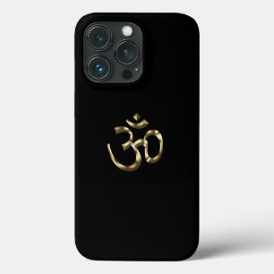 Yoga, Om Aum Icon, Hindoeïssymbool, goudzwart iPhone 13 Pro Hoesje