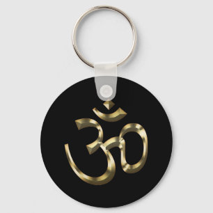 Yoga, Om Aum Icon, Hindoeïssymbool, goudzwart Sleutelhanger