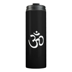 Yoga, Om Aum Icon, Hindoeïssymbool, zwart wit Thermosbeker