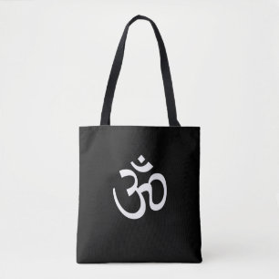 Yoga, Om Aum Icon, Hinisme Symbool, zwart-wit tot Draagtas