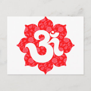 Yoga Om in Lotus Red Briefkaart