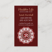 Yoga Om Passion Cartes de visite du Nouvel Âge (Dos)