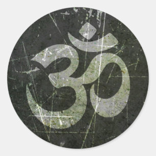 Yoga Om Symbol, gecrateerd en bewerkt Ronde Sticker