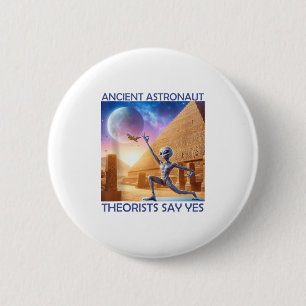 Yoga Oude Astronaut Theoristen Zeggen Ja De Alien Ronde Button 5,7 Cm