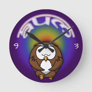 yoga owl ronde klok