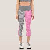 Yoga Pants Capri Leggings Carrés roses et gris (Recto)