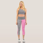 Yoga Pants Capri Leggings Carrés roses et gris (Recto)