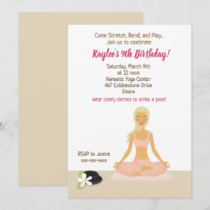 Yoga Party Meisje Verjaardag Uitnodiging