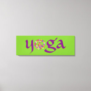 Yoga Peace Sign Floral Canvas Afdruk
