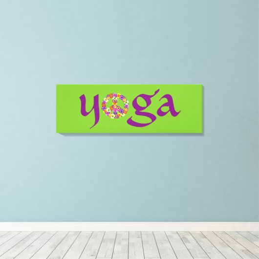 Yoga Peace Sign Floral Canvas Afdruk (Insitu (Houten vloer))