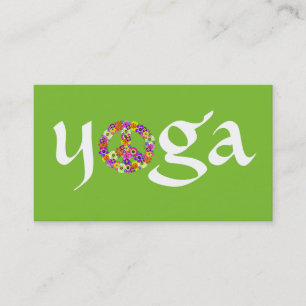 Yoga Peace Sign for Yoga Instructor White on Green Visitekaartje