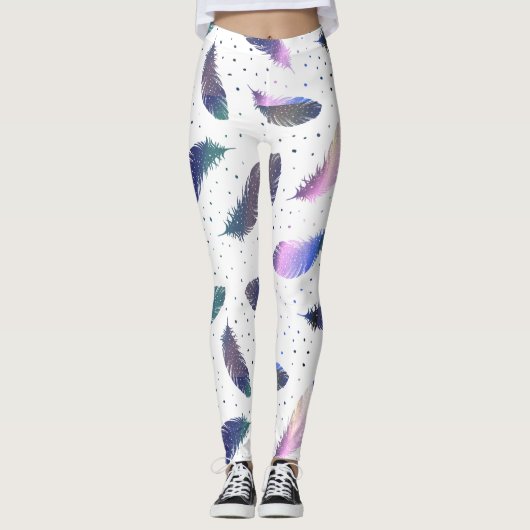 *~* Yoga Pilates Meditation Uplifving Feathers Leggings (Voorkant)