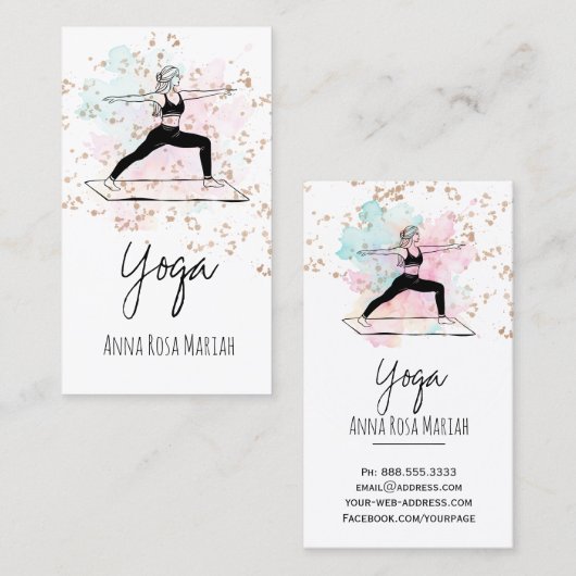 ** Yoga Pose AP33 Regenboog Spiritueel Chakra Visitekaartje (Voorkant / Achterkant)