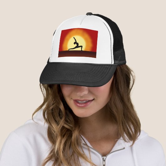 Yoga Pose Femme Pose Silhouette Sunrise Casquettes (En situation)