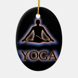 Yoga pose glanzend in het donker - Kabelgelige gom Keramisch Ornament