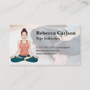 Yoga Pose Logo Vrouw zitten Meditatie Visitekaartje