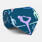 Yoga Pose Pastel Patroon 01.bx4 D Blauw BG Stropdas (Opgerold)