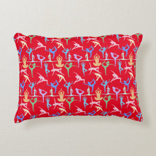 Yoga Pose Pastel Patroon 01.bx4 Rood BG Accent Kussen