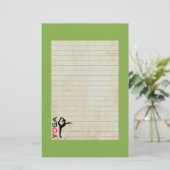 Yoga Pose Silhouette over groene achtergrond Briefpapier (Staand voorkant)