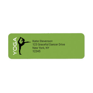 Yoga Pose Silhouette over groene achtergrond Etiket