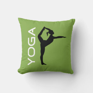 Yoga Pose Silhouette over groene achtergrond Kussen