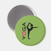 Yoga Pose Silhouette over groene achtergrond Magneet (Voorkant / Achterkant)
