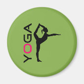 Yoga Pose Silhouette over groene achtergrond Magneet (Voorkant)