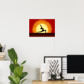 Yoga Pose Silhouette Sunrise Landscape Art Prints (Thuiskantoor)