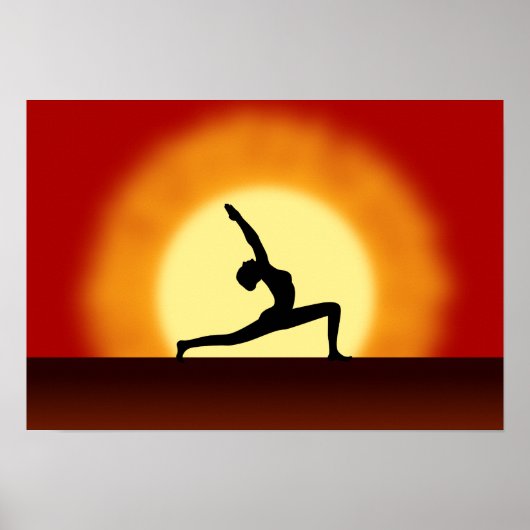 Yoga Pose Silhouette Sunrise Landscape Art Prints (Voorkant)