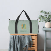 Yoga pose swirls green orange name retro plunjezak