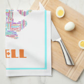 Yoga Pose Word Cloud gepersonaliseerd Theedoek (Quarter Fold)