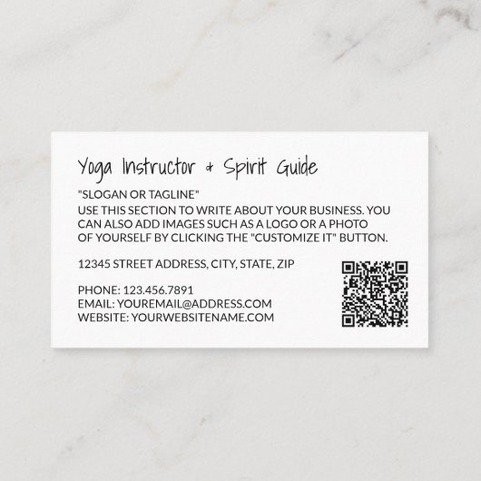 Yoga Pose, Yoga Instructeur Visitekaartje (Achterkant)