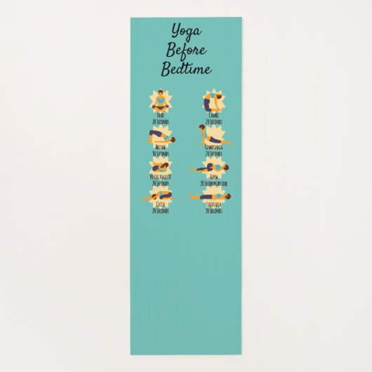 Yoga poseert voor bed routine poseert met tijden yogamat (Achterkant)