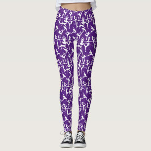 Yoga-poselpatroon 01.bx4.Paarse BG Leggings