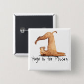 Yoga Poser Funny Dog Vierkante Button 5,1 Cm (Voorkant /achterkant)