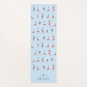 Yoga Poses Fun & Cute Blue Yoga Mat (Voorkant)