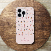 Yoga Poses Fun & Cute Pink, speciaal gepersonalise Case-Mate iPhone Case