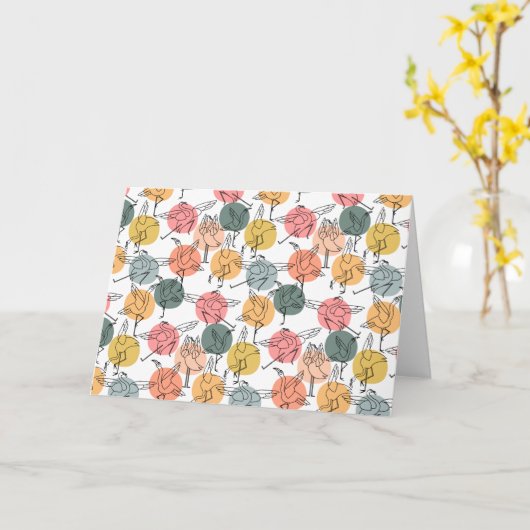 Yoga poses pattern | Yoga seamless pattern 37 Kaart (Gele Bloem)