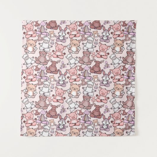 Yoga poses pattern | Yoga seamless pattern 48 Wandkleed (Voorkant)