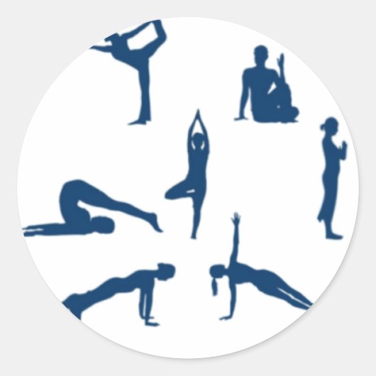 Yoga Poses Ronde Sticker (Voorkant)