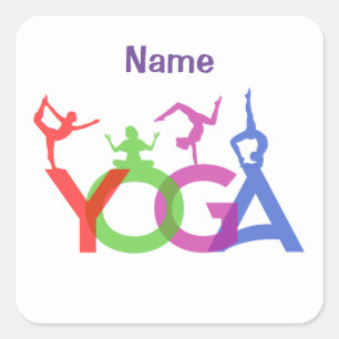 Yoga Poses Silhouettes Thunder_Cove Vierkante Sticker