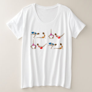Yoga Posities Kleurrijke Vrouwen Trainen Grote Maat T-shirt