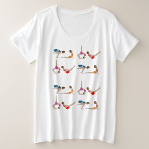 Yoga Posities Kleurrijke Vrouwen Trainen Grote Maat T-shirt