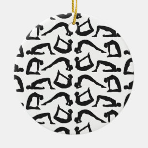 Yoga Positions Silhouettes Keramisch Ornament