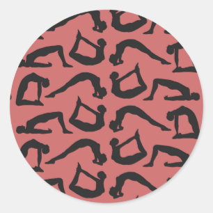 Yoga Positions Silhouettes Ronde Sticker
