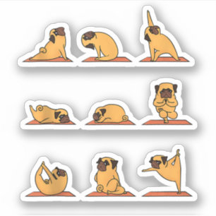 Yoga Puppy Yoga Pug Poses en Meditatie Grappige Pu Sticker