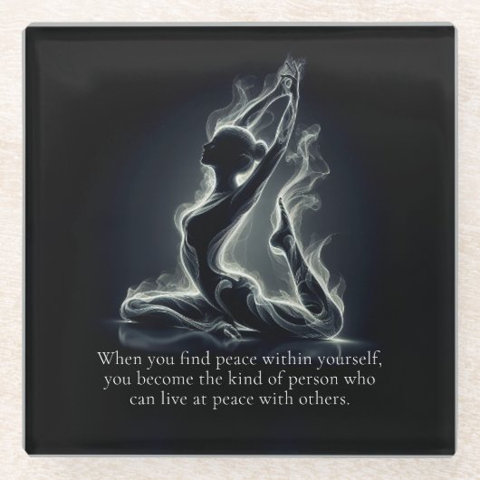 Yoga Reiki Instructeur One-Legged King Pigeon Pose Glazen Onderzetter (Voorkant)