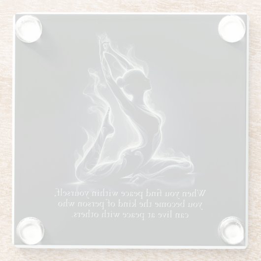 Yoga Reiki Instructeur One-Legged King Pigeon Pose Glazen Onderzetter (Achterkant)